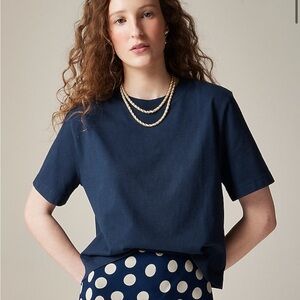 J crew navy Relaxed premium-weight cropped T-shirt